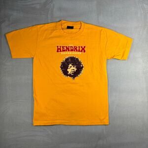 Jimi Hendrix Experience T Shirt Yellow Graphic Rock Band Tee Mens Medium